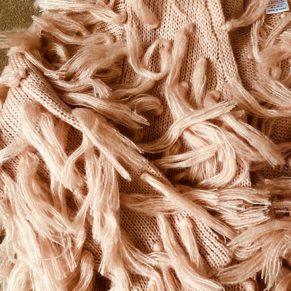Fringe Sweater Cardigan- BLUSH - Picture 8 of 8
